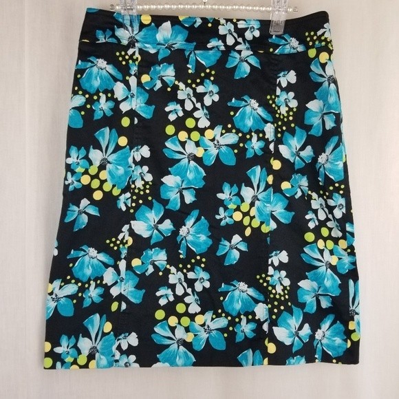 CONRAD C a-line skirt floral black turquoise 12P - Picture 2 of 6